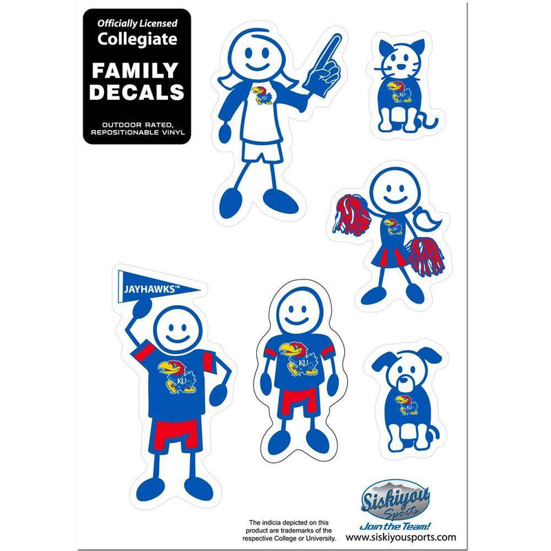 NCAA - Kansas Jayhawks Family Decal Set Small-Automotive Accessories,Decals,Family Character Decals,Small Family Decals,College Small Family Decals-JadeMoghul Inc.