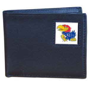 NCAA - Kansas Jayhawks Leather Bi-fold Wallet-Wallets & Checkbook Covers,Bi-fold Wallets,Window Box Packaging,College Bi-fold Wallets-JadeMoghul Inc.