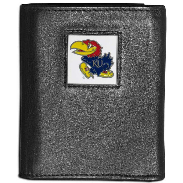 NCAA - Kansas Jayhawks Leather Tri-fold Wallet-Wallets & Checkbook Covers,Tri-fold Wallets,Tri-fold Wallets,College Tri-fold Wallets-JadeMoghul Inc.