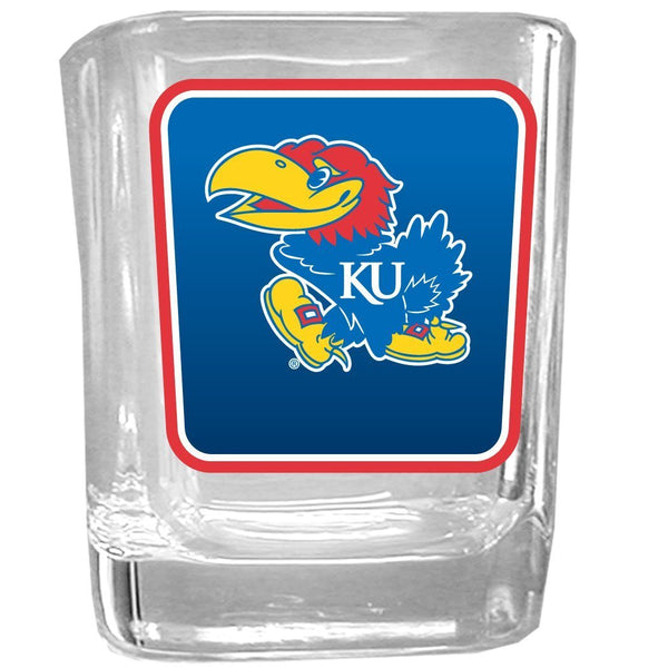 NCAA - Kansas Jayhawks Square Glass Shot Glass-Beverage Ware,Shot Glass,Graphic Shot Glass Set,College Graphic Shot Glass Set-JadeMoghul Inc.