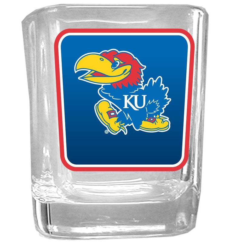 NCAA - Kansas Jayhawks Square Glass Shot Glass-Beverage Ware,Shot Glass,Graphic Shot Glass Set,College Graphic Shot Glass Set-JadeMoghul Inc.