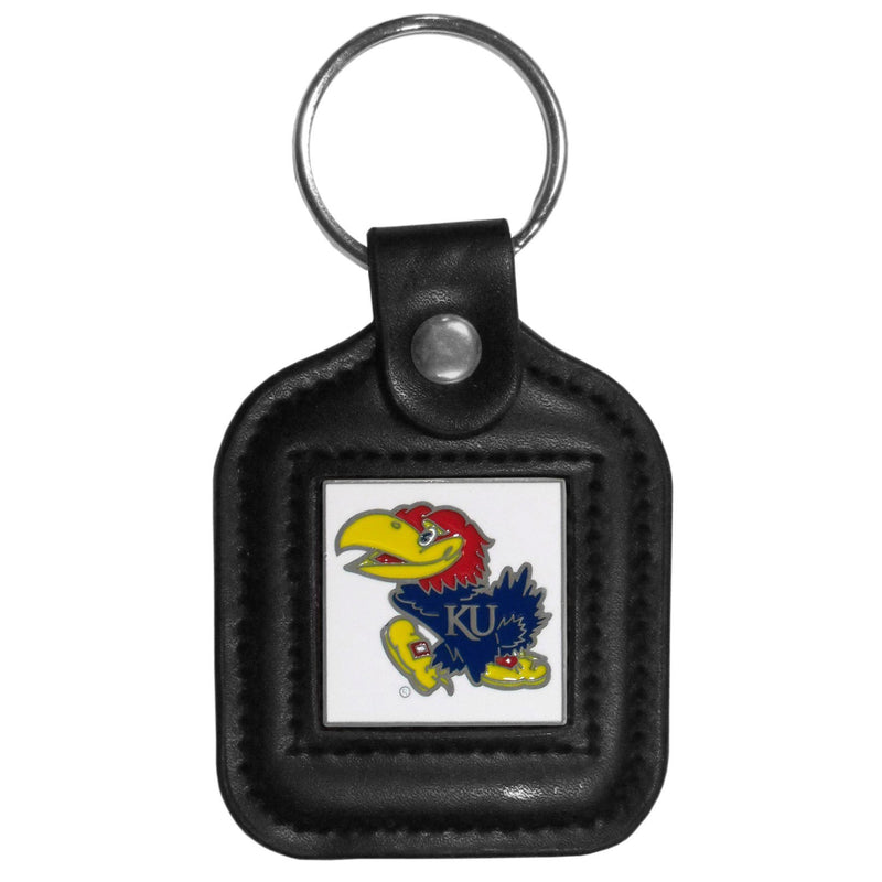 NCAA - Kansas Jayhawks Square Leatherette Key Chain-Key Chains,Leatherette Key Chains,College Leatherette Key Chains-JadeMoghul Inc.