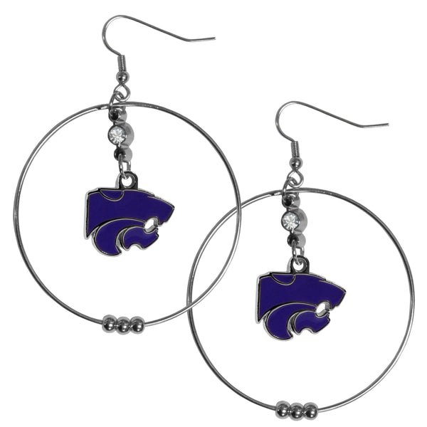 NCAA - Kansas St. Wildcats 2 Inch Hoop Earrings-Jewelry & Accessories,Earrings,2 inch Hoop Earrings,College Hoop Earrings-JadeMoghul Inc.