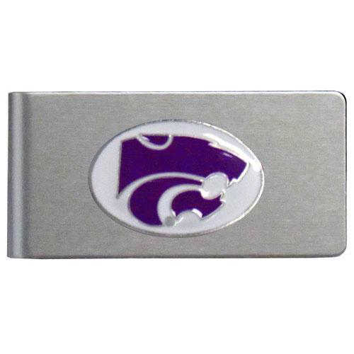 NCAA - Kansas St. Wildcats Brushed Metal Money Clip-Wallets & Checkbook Covers,Money Clips,Brushed Money Clips,College Brushed Money Clips-JadeMoghul Inc.