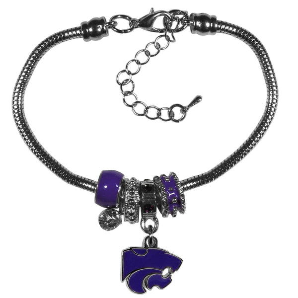NCAA - Kansas St. Wildcats Euro Bead Bracelet-Jewelry & Accessories,Bracelets,Euro Bead Bracelets,College Euro Bead Bracelets-JadeMoghul Inc.