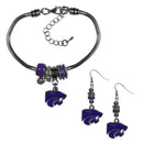 NCAA - Kansas St. Wildcats Euro Bead Earrings and Bracelet Set-Jewelry & Accessories,College Jewelry,Kansas St. Wildcats Jewelry-JadeMoghul Inc.