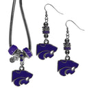 NCAA - Kansas St. Wildcats Euro Bead Earrings and Necklace Set-Jewelry & Accessories,College Jewelry,Kansas St. Wildcats Jewelry-JadeMoghul Inc.
