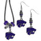 NCAA - Kansas St. Wildcats Euro Bead Earrings and Necklace Set-Jewelry & Accessories,College Jewelry,Kansas St. Wildcats Jewelry-JadeMoghul Inc.