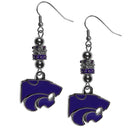 NCAA - Kansas St. Wildcats Euro Bead Earrings-Jewelry & Accessories,Earrings,Euro Bead Earrings,College Euro Bead Earrings-JadeMoghul Inc.