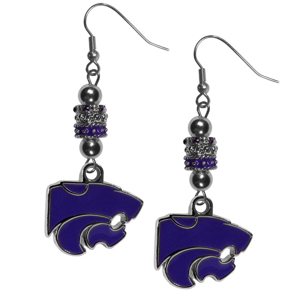 NCAA - Kansas St. Wildcats Euro Bead Earrings-Jewelry & Accessories,Earrings,Euro Bead Earrings,College Euro Bead Earrings-JadeMoghul Inc.