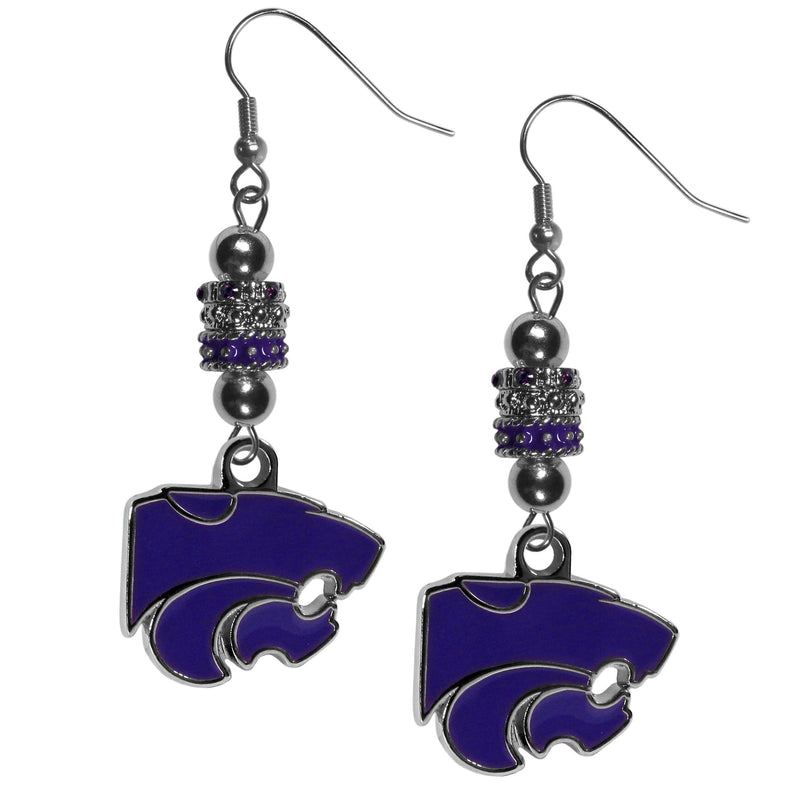 NCAA - Kansas St. Wildcats Euro Bead Earrings-Jewelry & Accessories,Earrings,Euro Bead Earrings,College Euro Bead Earrings-JadeMoghul Inc.