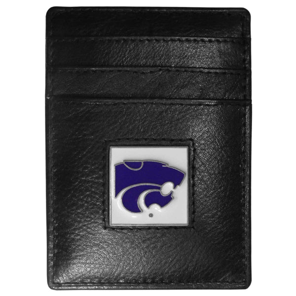 NCAA - Kansas St. Wildcats Leather Money Clip/Cardholder Packaged in Gift Box-Wallets & Checkbook Covers,Money Clip/Cardholders,Gift Box Packaging,College Money Clip/Cardholders-JadeMoghul Inc.