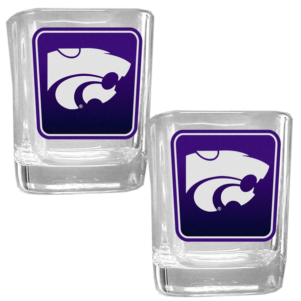 NCAA - Kansas St. Wildcats Square Glass Shot Glass Set-Beverage Ware,Shot Glass,Graphic Shot Glass,College Graphic Shot Glass,-JadeMoghul Inc.