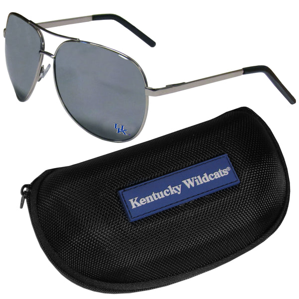 NCAA - Kentucky Wildcats Aviator Sunglasses and Zippered Carrying Case-Sunglasses, Eyewear & Accessories,Sunglass & Accessory Sets,Aviator Sunglasses & Zippered Case,College Aviator Sunglasses Sunglasses & Zippered Case-JadeMoghul Inc.