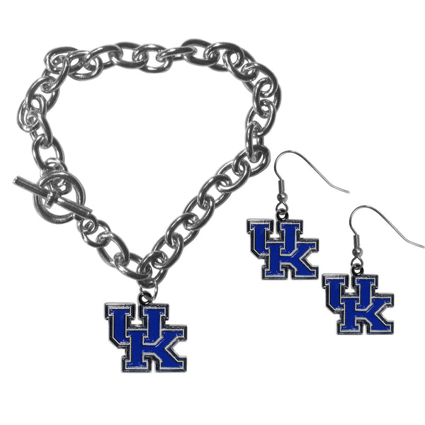 NCAA - Kentucky Wildcats Chain Bracelet and Dangle Earring Set-Jewelry & Accessories,College Jewelry,Kentucky Wildcats Jewelry-JadeMoghul Inc.