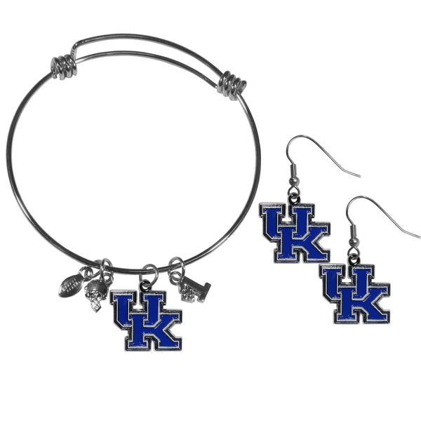 NCAA - Kentucky Wildcats Dangle Earrings and Charm Bangle Bracelet Set-Jewelry & Accessories,College Jewelry,Kentucky Wildcats Jewelry-JadeMoghul Inc.