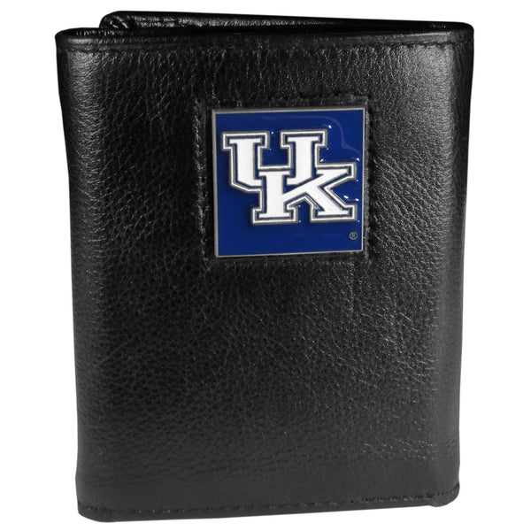 NCAA - Kentucky Wildcats Deluxe Leather Tri-fold Wallet Packaged in Gift Box-Wallets & Checkbook Covers,Tri-fold Wallets,Deluxe Tri-fold Wallets,Gift Box Packaging,College Tri-fold Wallets-JadeMoghul Inc.