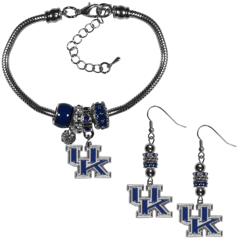 NCAA - Kentucky Wildcats Euro Bead Earrings and Bracelet Set-Jewelry & Accessories,College Jewelry,Kentucky Wildcats Jewelry-JadeMoghul Inc.