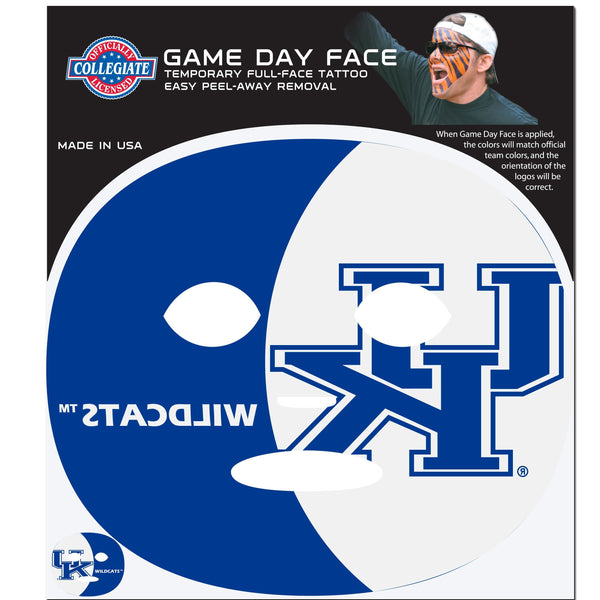 NCAA - Kentucky Wildcats Game Face Temporary Tattoo-Tailgating & BBQ Accessories,Game Day Face Temporary Tattoos,College Game Day Faces-JadeMoghul Inc.