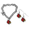 NCAA - Louisville Cardinals Chain Bracelet and Dangle Earring Set-Jewelry & Accessories,College Jewelry,Louisville Cardinals Jewelry-JadeMoghul Inc.