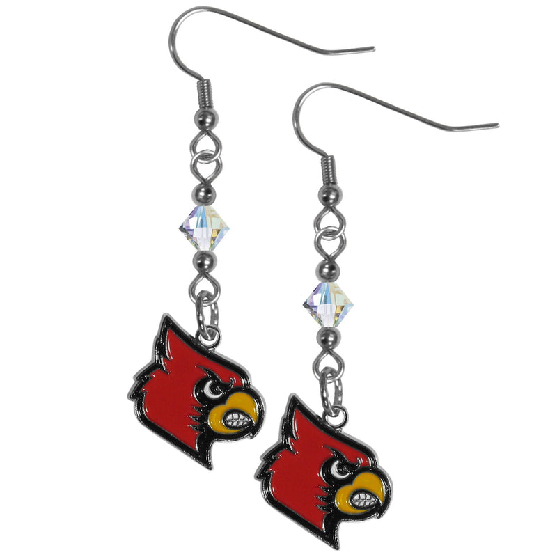 NCAA - Louisville Cardinals Crystal Dangle Earrings-Jewelry & Accessories,Earrings,Crystal Dangle Earrings,College Crystal Earrings-JadeMoghul Inc.