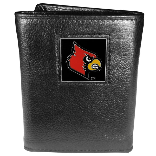 NCAA - Louisville Cardinals Deluxe Leather Tri-fold Wallet Packaged in Gift Box-Wallets & Checkbook Covers,Tri-fold Wallets,Deluxe Tri-fold Wallets,Gift Box Packaging,College Tri-fold Wallets-JadeMoghul Inc.