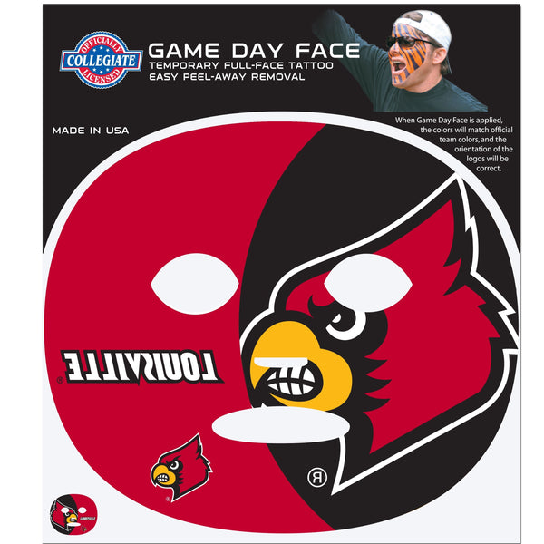 NCAA - Louisville Cardinals Game Face Temporary Tattoo-Tailgating & BBQ Accessories,Game Day Face Temporary Tattoos,College Game Day Faces-JadeMoghul Inc.
