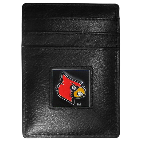 NCAA - Louisville Cardinals Leather Money Clip/Cardholder Packaged in Gift Box-Wallets & Checkbook Covers,Money Clip/Cardholders,Gift Box Packaging,College Money Clip/Cardholders-JadeMoghul Inc.