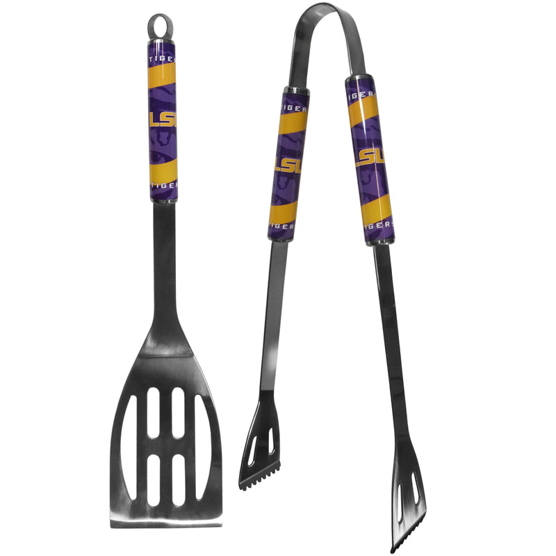 NCAA - LSU Tigers 2 pc Steel BBQ Tool Set-Tailgating & BBQ Accessories,BBQ Tools,2 pc Steel Tool Set,College 2 pc Steel Tool Set-JadeMoghul Inc.