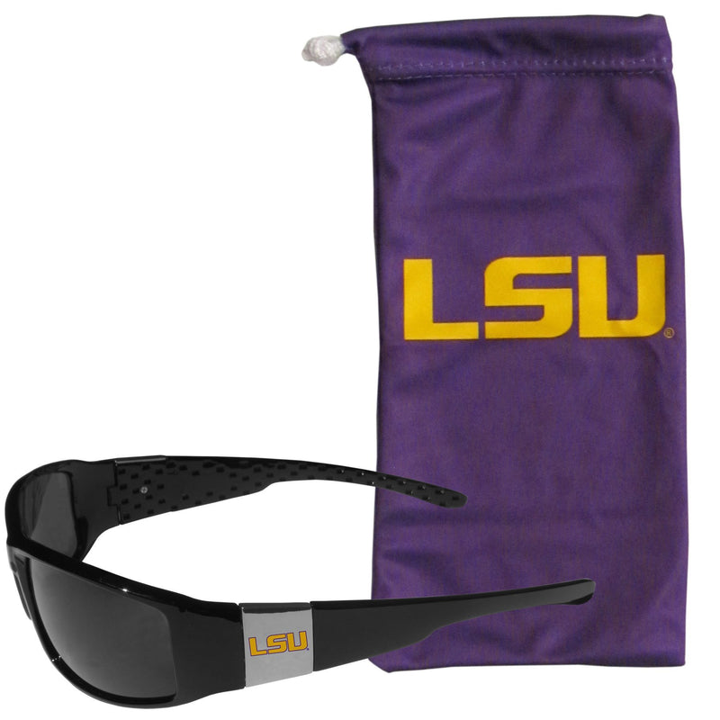 NCAA - LSU Tigers Chrome Wrap Sunglasses and Bag-Sunglasses, Eyewear & Accessories,College Eyewear,LSU Tigers Eyewear-JadeMoghul Inc.