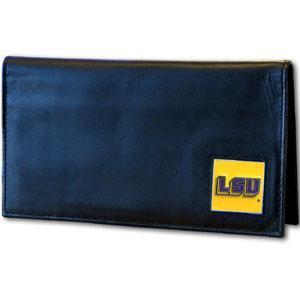 NCAA - LSU Tigers Deluxe Leather Checkbook Cover-Wallets & Checkbook Covers,Checkbook Covers,Wallet Checkbook Covers,Window Box Packaging,College Wallet Checkbook Covers-JadeMoghul Inc.