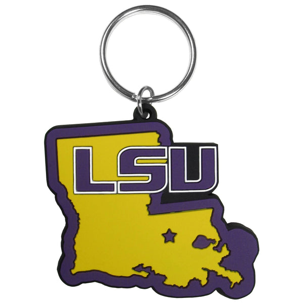 NCAA - LSU Tigers Home State Flexi Key Chain-Key Chains,College Key Chains,College Home State Flexi Key Chains-JadeMoghul Inc.