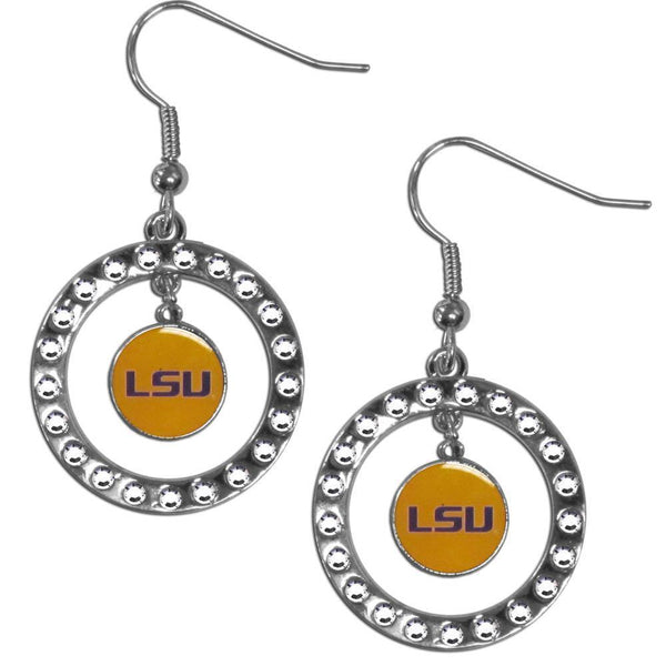 NCAA - LSU Tigers Rhinestone Hoop Earrings-Jewelry & Accessories,Earrings,Rhinestone Hoop Earrings,College Rhinestone Hoop Earrings-JadeMoghul Inc.