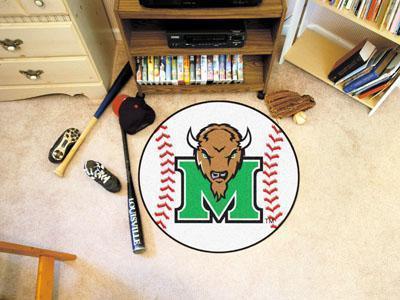 Round Area Rugs NCAA Marshall Baseball Mat 27" diameter