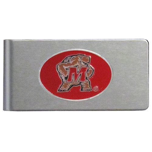 NCAA - Maryland Terrapins Brushed Metal Money Clip-Wallets & Checkbook Covers,Money Clips,Brushed Money Clips,College Brushed Money Clips-JadeMoghul Inc.