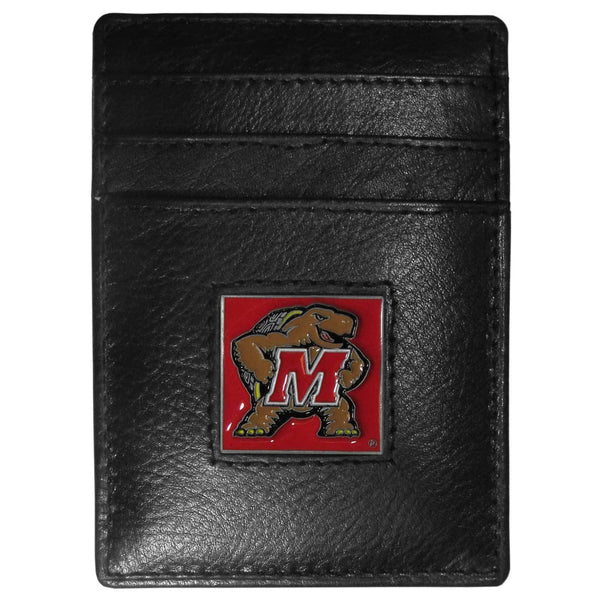 NCAA - Maryland Terrapins Leather Money Clip/Cardholder-Wallets & Checkbook Covers,Money Clip/Cardholders,Window Box Packaging,College Money Clip/Cardholders-JadeMoghul Inc.
