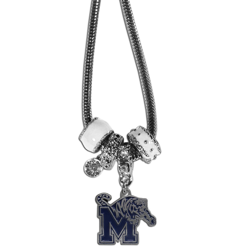 NCAA - Memphis Tigers Euro Bead Necklace-Jewelry & Accessories,Necklaces,Euro Bead Necklaces,College Euro Bead Necklaces-JadeMoghul Inc.
