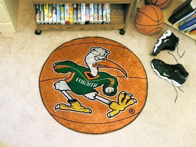 Round Rugs NCAA Miami Basketball Mat 27" diameter