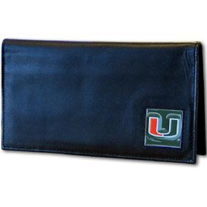 NCAA - Miami Hurricanes Deluxe Leather Checkbook Cover-Wallets & Checkbook Covers,Checkbook Covers,Wallet Checkbook Covers,Window Box Packaging,College Wallet Checkbook Covers-JadeMoghul Inc.
