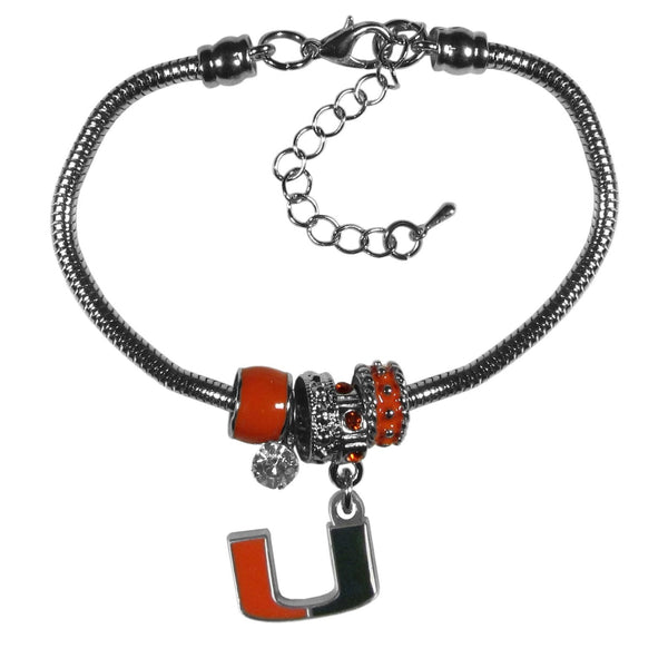 NCAA - Miami Hurricanes Euro Bead Bracelet-Jewelry & Accessories,Bracelets,Euro Bead Bracelets,College Euro Bead Bracelets-JadeMoghul Inc.