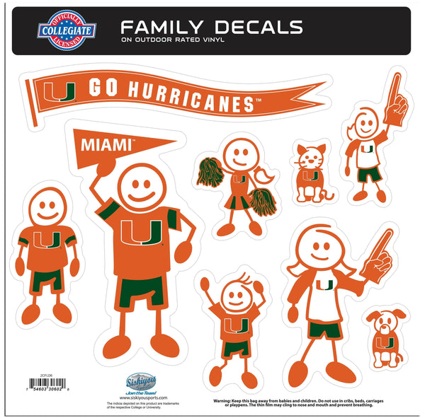 NCAA - Miami Hurricanes Family Decal Set Large-Automotive Accessories,Decals,Family Character Decals,Large Family Decals,College Large Family Decals-JadeMoghul Inc.