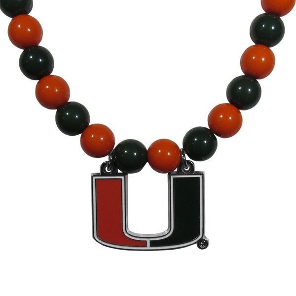 NCAA - Miami Hurricanes Fan Bead Necklace-Jewelry & Accessories,Necklaces,Fan Bead Necklaces,College Fan Bead Necklaces-JadeMoghul Inc.