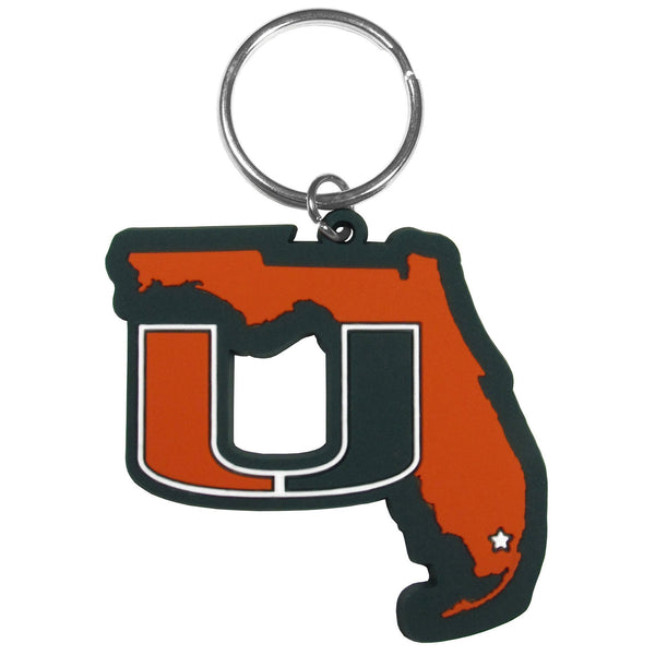 NCAA - Miami Hurricanes Home State Flexi Key Chain-Key Chains,College Key Chains,College Home State Flexi Key Chains-JadeMoghul Inc.