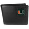NCAA - Miami Hurricanes Leather Bi-fold Wallet Packaged in Gift Box-Wallets & Checkbook Covers,Bi-fold Wallets,Gift Box Packaging,College Bi-fold Wallets-JadeMoghul Inc.
