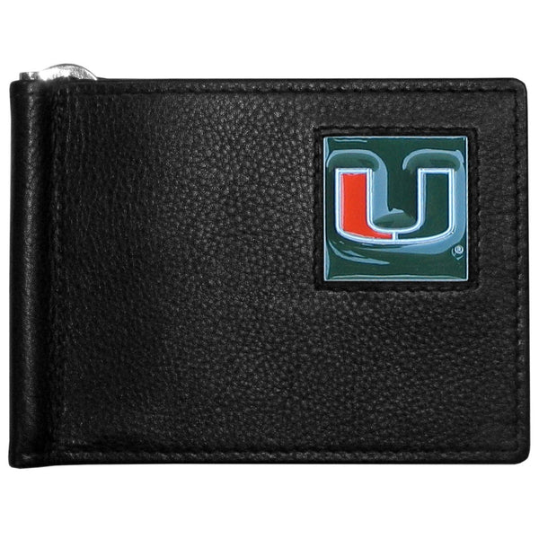 NCAA - Miami Hurricanes Leather Bill Clip Wallet-Wallets & Checkbook Covers,Bill Clip Wallets,College Bill Clip Wallets-JadeMoghul Inc.