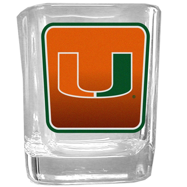 NCAA - Miami Hurricanes Square Glass Shot Glass-Beverage Ware,Shot Glass,Graphic Shot Glass Set,College Graphic Shot Glass Set-JadeMoghul Inc.
