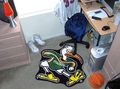Custom Rugs NCAA Miami Mascot Custom Shape Mat