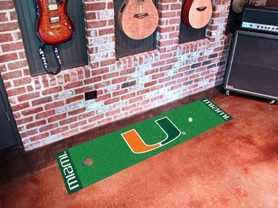 Long Runner Rugs NCAA Miami Putting Green Runner 18"x72" Golf Accessories