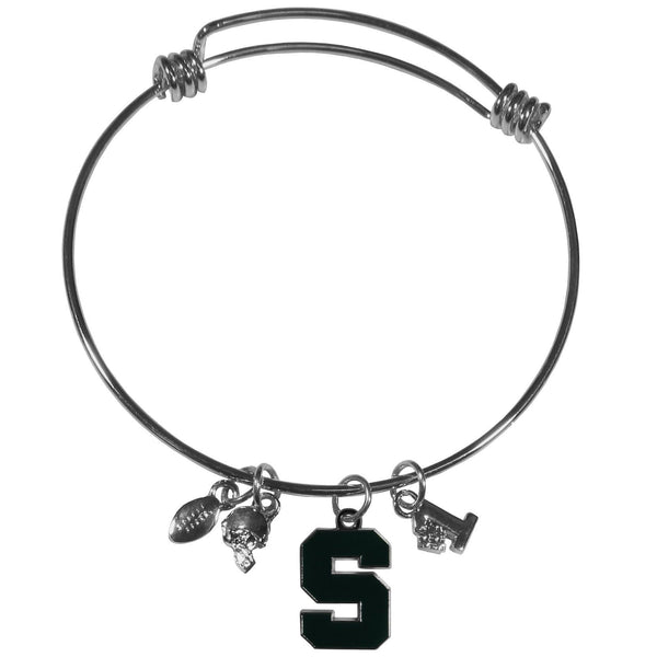 NCAA - Michigan St. Spartans Charm Bangle Bracelet-Jewelry & Accessories,Bracelets,Charm Bangle Bracelets,College Charm Bangle Bracelets-JadeMoghul Inc.