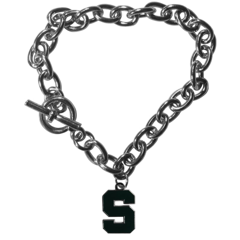 NCAA - Michigan St. Spartans Charm Chain Bracelet-Jewelry & Accessories,Bracelets,Charm Chain Bracelets,College Charm Chain Bracelets-JadeMoghul Inc.